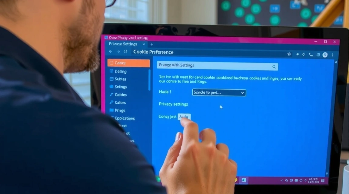 Person am Computer, die ihre Cookie-Einstellungen verwaltet