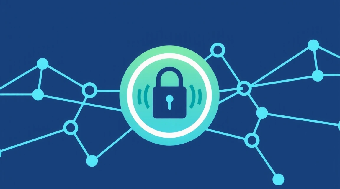 Ein stilisiertes Bild eines sicheren Schlosses mit einem digitalen Netzwerk im Hintergrund, das Datensicherheit und Vertrauen symbolisiert.