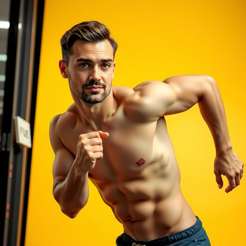 Fit aussehender Mann in seinen 30ern in aktiver Pose