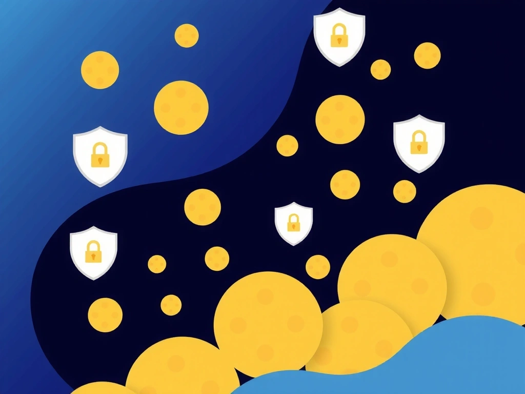 Illustration von Cookies und Datenschutzsymbolen