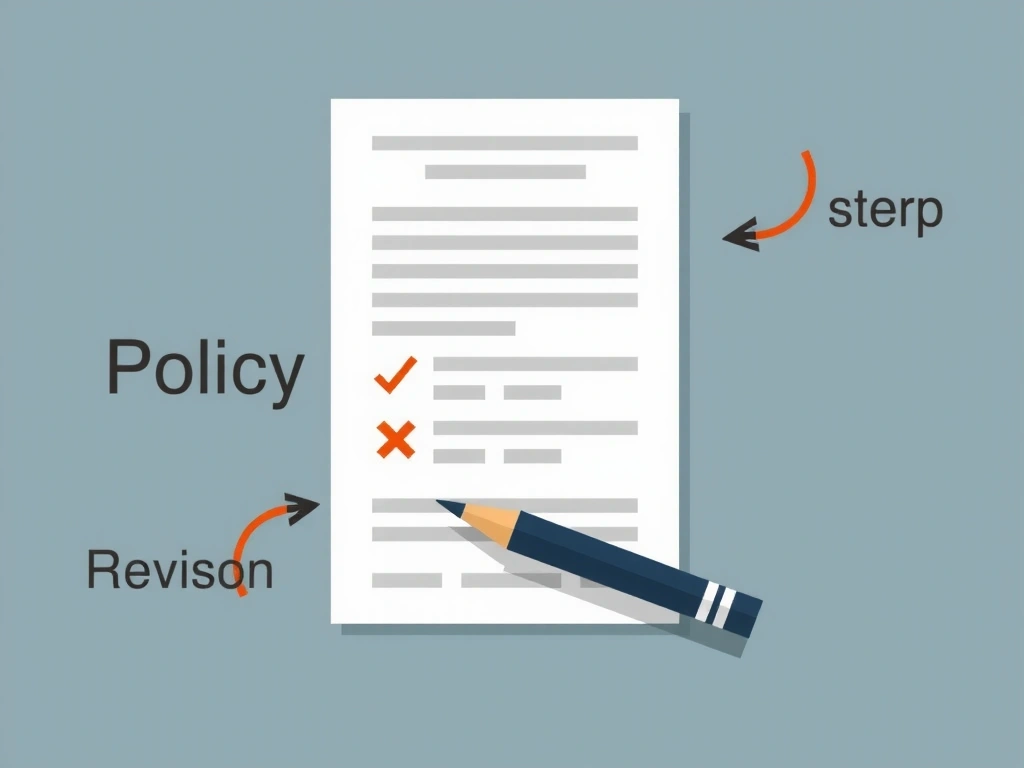 Illustration eines Dokuments mit Änderungsverfolgung, symbolisiert Änderungen der Richtlinien