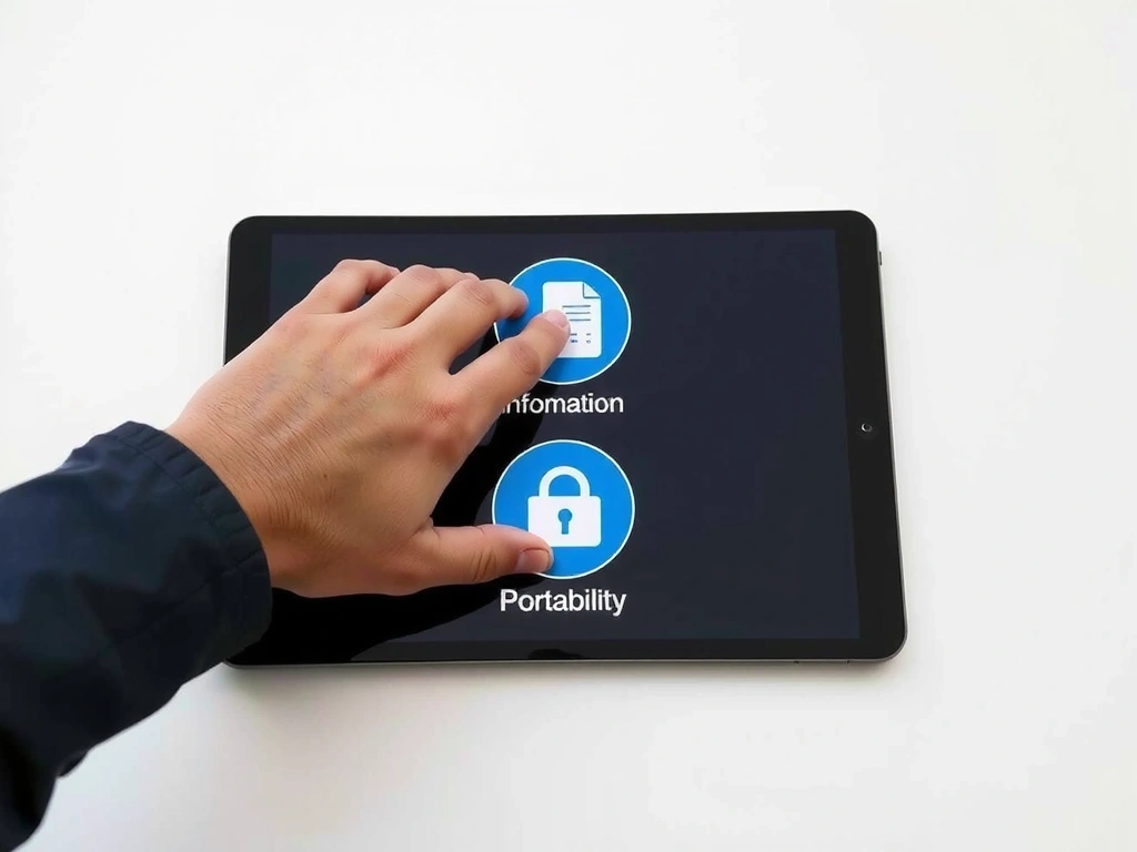 Person interagiert mit einem digitalen Formular, das Datenschutzrechte symbolisiert