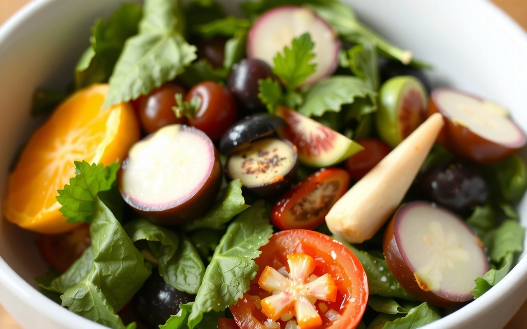 Fresh salad with various vegetables